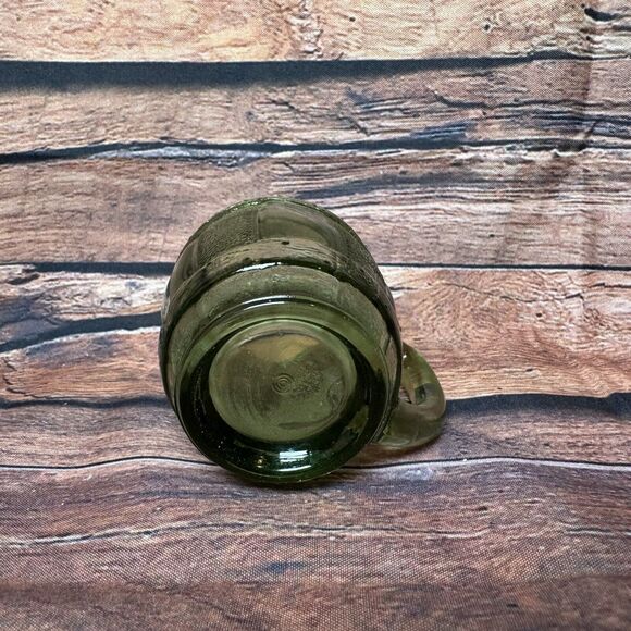 Vintage 1970's Green Shot Glass Beer Barrel Small 2.5" Tall Mug Toothpick Holder - Picture 4 of 6